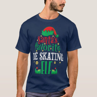 Santas Favorite Ice Skating Elf Christmas Matching T-Shirt