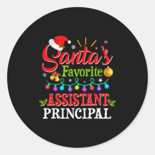 Santa's Favorite Istant Principal Christmas Light  Classic Round Sticker