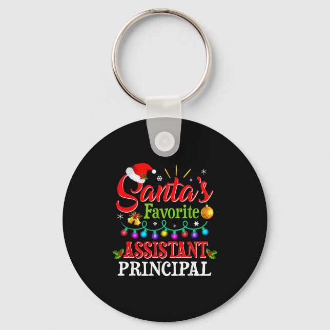 Santa's Favorite Istant Principal Christmas Light  Keychain (Front)