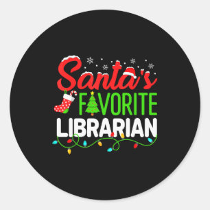 Santa's Favorite Librarian Christmas Library Book  Classic Round Sticker