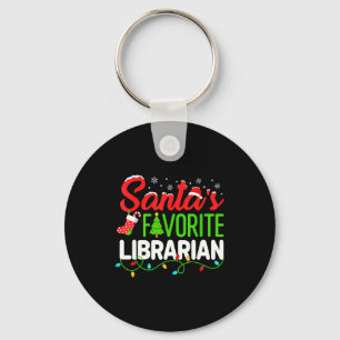 Santa's Favorite Librarian Christmas Library Book Keychain