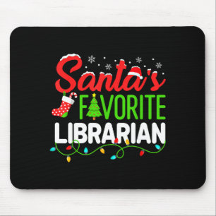Santa's Favorite Librarian Christmas Library Book Mouse Pad