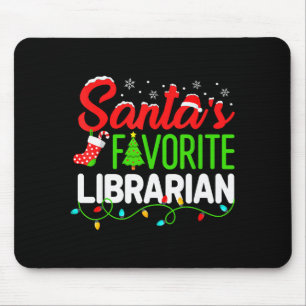 Santa's Favorite Librarian Christmas Library Book  Mouse Pad