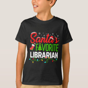 Santa's Favorite Librarian Christmas Library Book  T-Shirt