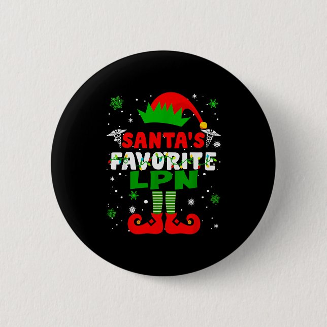 Santa's Favorite Lpn Funny Christmas  2 Inch Round Button (Front)