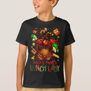Santa's Favorite Lunch Lady Afro Messy Bun Woman C T-Shirt