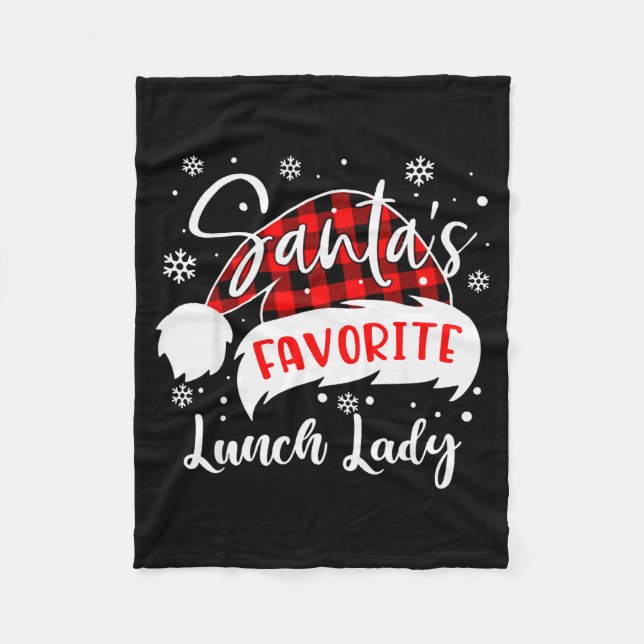 Santa's Favorite Lunch Lady Hat Flannel Christmas  Fleece Blanket (Front)