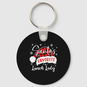 Santa's Favorite Lunch Lady Hat Flannel Christmas  Keychain