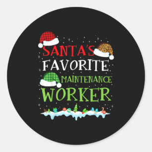 Santa's Favorite Maintenance Worker Fun Christmas  Classic Round Sticker