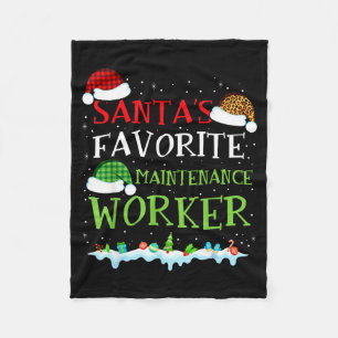 Santa's Favorite Maintenance Worker Fun Christmas  Fleece Blanket