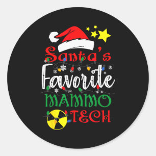 Santa's Favorite Mammo Tech, Mammography Christmas Classic Round Sticker