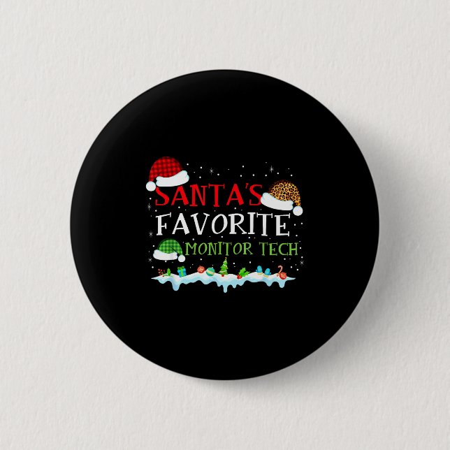 Santa's Favorite Monitor Tech Fun Christmas  2 Inch Round Button (Front)