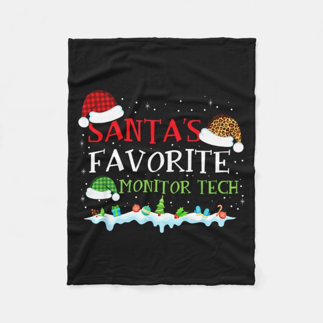 Santa's Favorite Monitor Tech Fun Christmas  Fleece Blanket (Front)