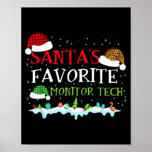 Santa's Favorite Monitor Tech Fun Christmas Poster