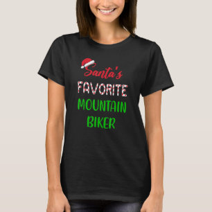 Santas Favorite Mountain Biker Funny Cycling Chr T-Shirt