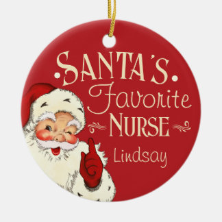 Santa's Favorite Nurse Ceramic Ornament