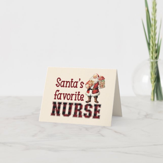 Santa's Favorite Nurse, Christmas card for nurse (Front)