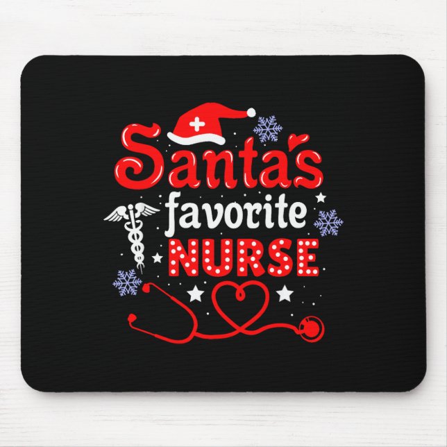 Santa's Favorite Nurse Christmas Short Sleeve  Mouse Pad (Front)