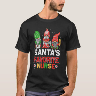 Santas Favorite Nurse Cute Christmas Gnome Men Wom T-Shirt