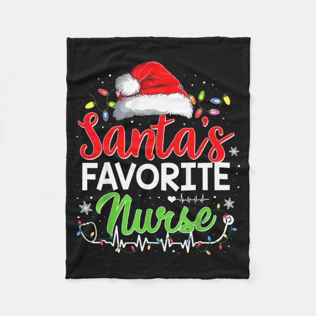 Santa's Favorite Nurse Funny Christmas Nurse Xmas  Fleece Blanket (Front)