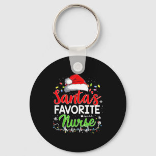 Santa's Favorite Nurse Funny Christmas Nurse Xmas  Keychain