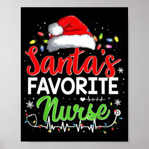 Santa's Favorite Nurse Funny Christmas Nurse Xmas  Poster