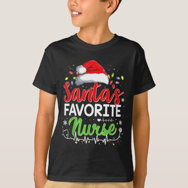 Santa's Favorite Nurse Funny Christmas Nurse Xmas  T-Shirt (Front)