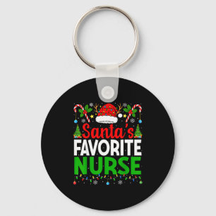 Santas Favorite Nurse Rn Christmas Nursing Christm Keychain