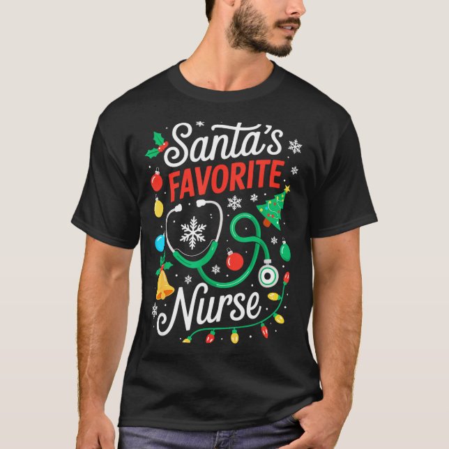 Santa's Favorite Nurse Shirt Men Women Funny Chris (Front)
