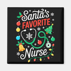 Santa's Favorite Nurse Shirt Men Women Funny Chris Magnet