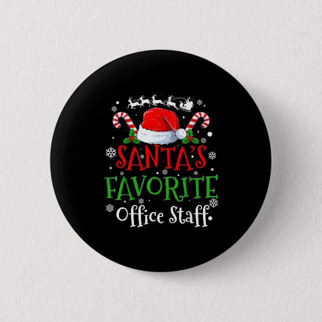 Santa's Favorite Office Staff Christmas Party  2 Inch Round Button (Front)