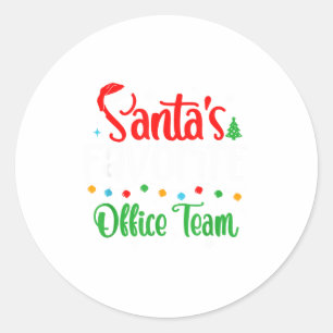 Santa's Favorite Office Team Christmas Lights Sant Classic Round Sticker