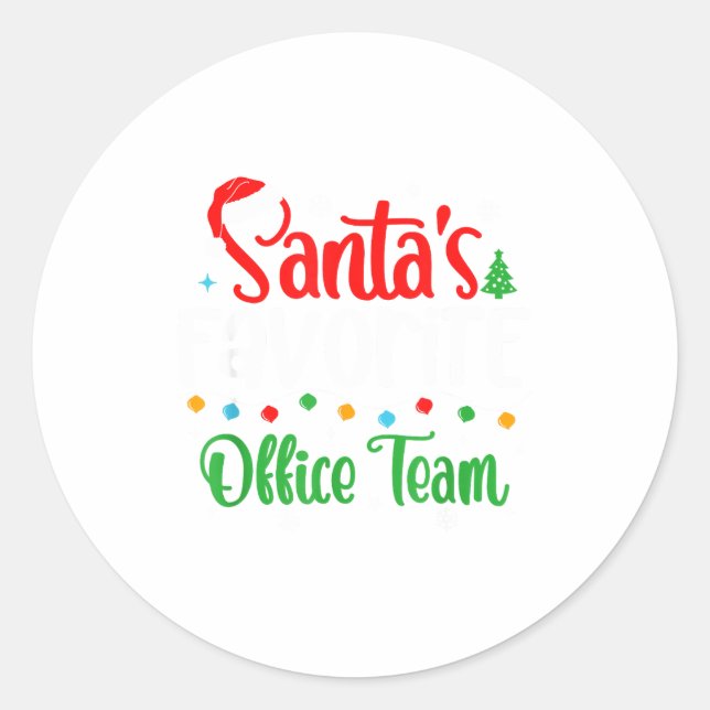 Santa's Favorite Office Team Christmas Lights Sant Classic Round Sticker (Front)