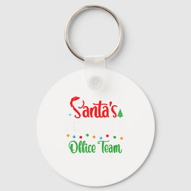 Santa's Favorite Office Team Christmas Lights Sant Keychain (Front)