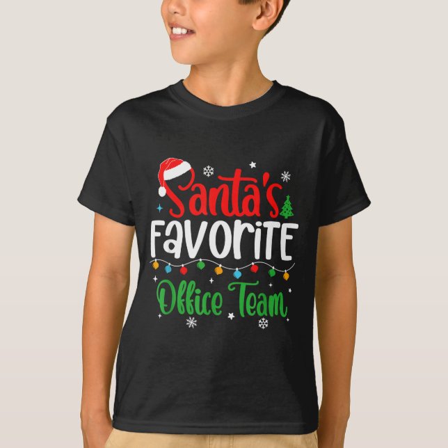 Santa's Favorite Office Team Christmas Lights Sant T-Shirt (Front)