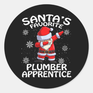 Santa's Favorite Plumber Apprentice Christmas  Classic Round Sticker