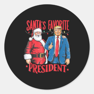 Santa's Favorite President Santa Trump Dance Chris Classic Round Sticker