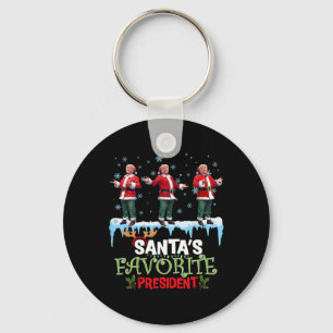 Santa's Favorite President Santa Trump Dance Funny Keychain