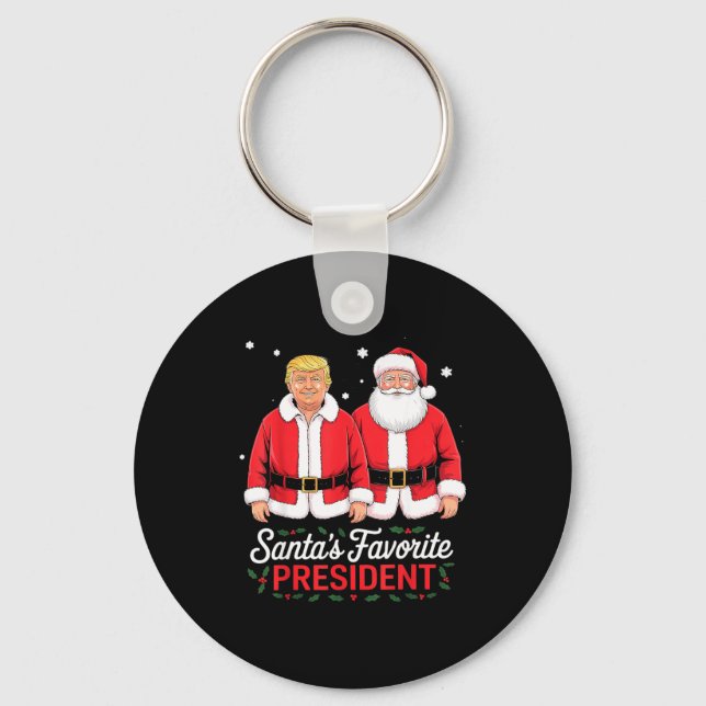 Santa's Favorite President Trump Make Christmas Gr Keychain (Front)