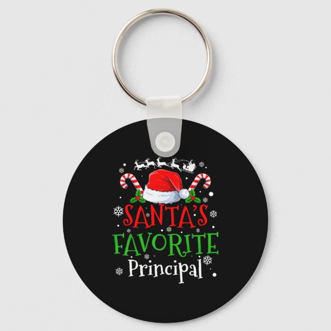 Santa's Favorite Principal Christmas Party  Keychain (Front)