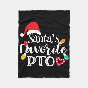 Santa's Favorite Pto Christmas Lights Santa Hat  Fleece Blanket