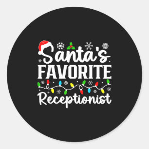 Santa's Favorite Receptionist Christmas Family Mat Classic Round Sticker