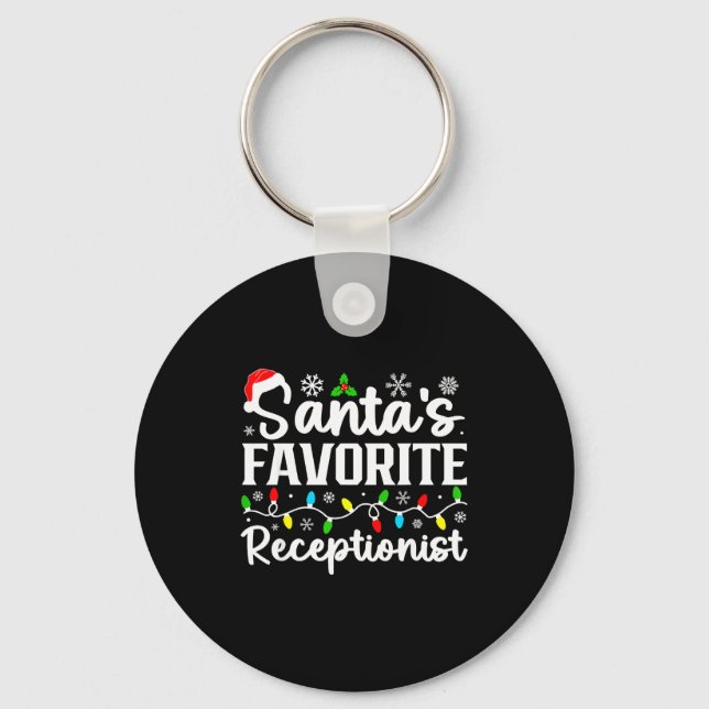 Santa's Favorite Receptionist Christmas Family Mat Keychain (Front)