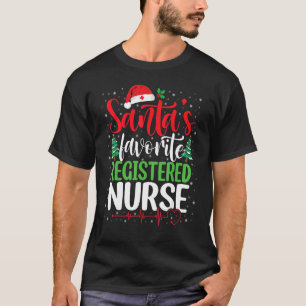 Santa's Favorite Registered Nurse Christmas Santa T-Shirt