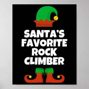 Santas Favorite Rock Climber Hat Christmas Funny P Poster