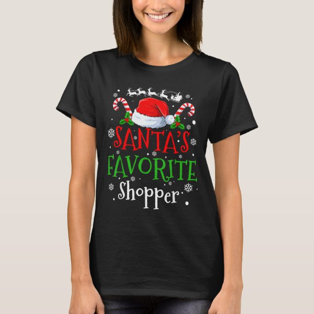 Santa's Favorite Shopper Christmas Party  T-Shirt (Front)