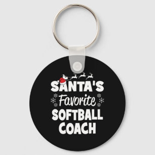 Santa's Favorite Softll Coach Funny Christmas Matc Keychain