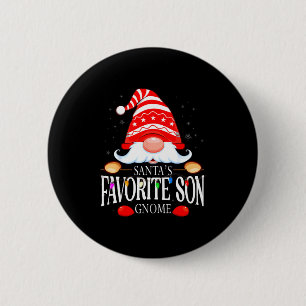 Santas Favorite Son Gnome Matching Christmas Paja  2 Inch Round Button