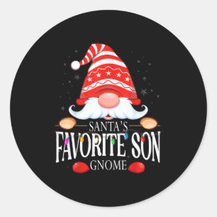Santa's Favorite Son Gnome Matching Christmas Paja Classic Round Sticker