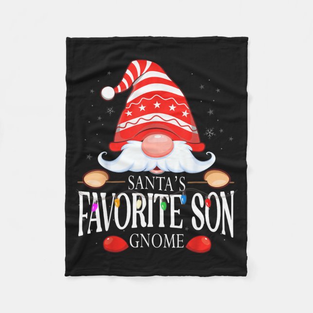 Santa's Favorite Son Gnome Matching Christmas Paja Fleece Blanket (Front)